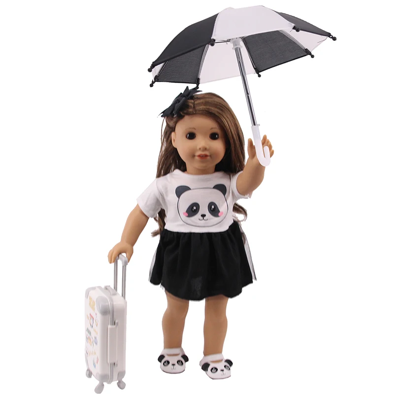 Panda bonito ternos roupas de boneca sapatos acessórios para 18 Polegada boneca americana & 43cm reborn bebê boneca acessórios brinquedo das crianças presente