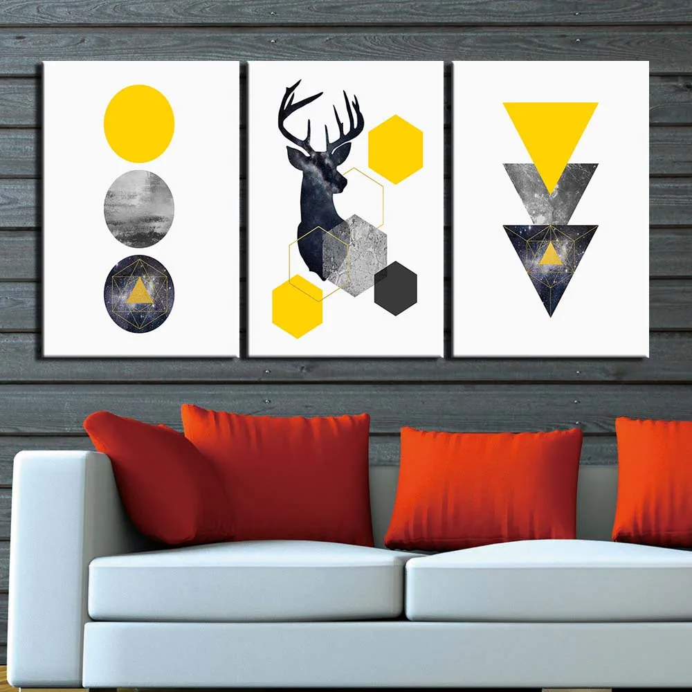 Canvas Art Print Nordic Abstract Deer Canvas Painting for Living Room 3 Piece Kids Gift Poste Simple Geometry Prints Home Decor