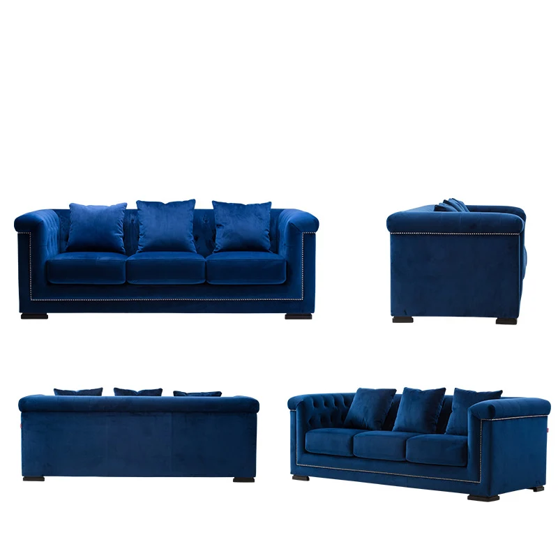 

blue color classical sofa modern minimalist fabric soft sofa house furniture sales sofa