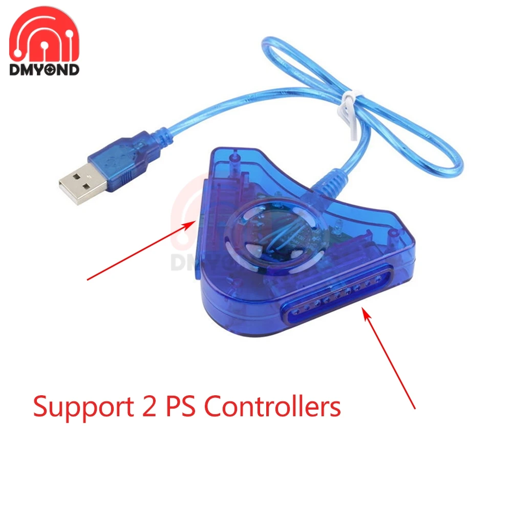 1 for 2 Game USB Dual Player Converter Adapter Cable For PS PS2 Dual Playstation 2 PC USB Game Controller CD Driver PlayStation