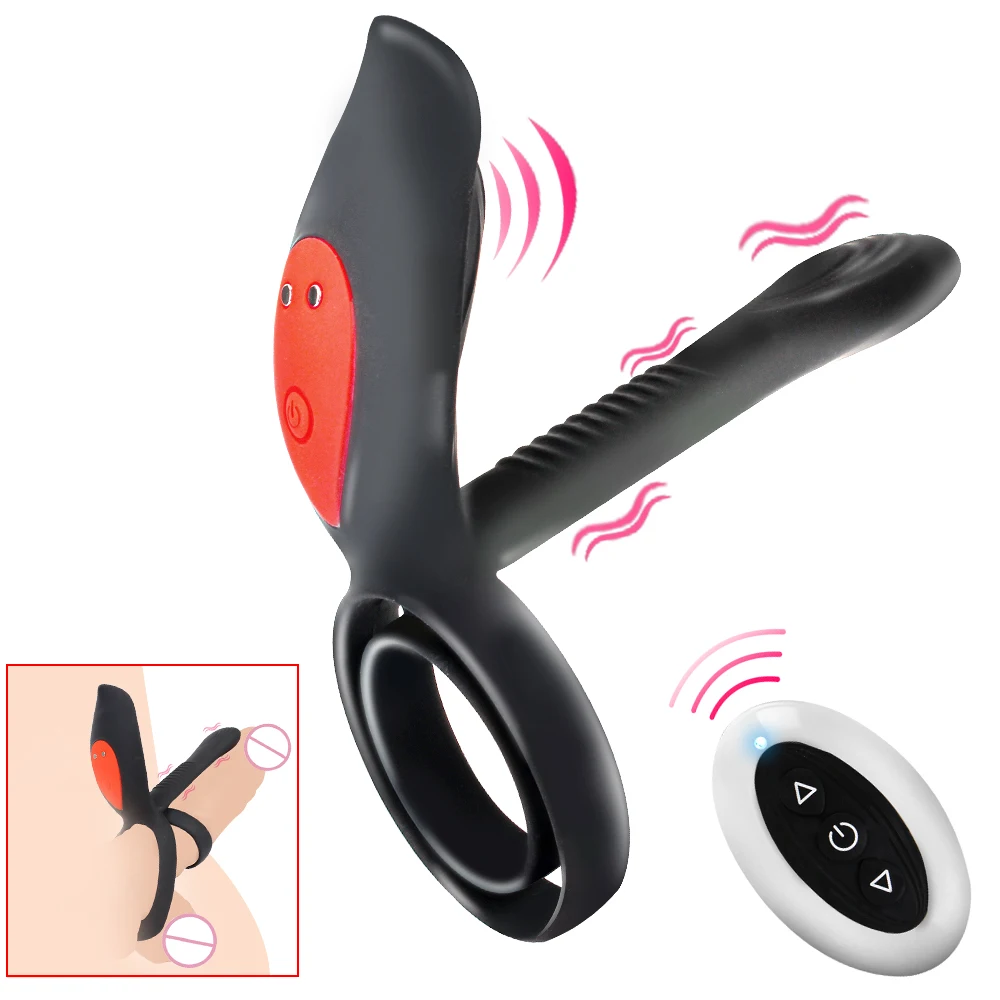 OLO 10 Frequency Long Lasting Erection Prostate Vagina Massage Vibrator Nipples Clitoris Stimulator Dual Cock Ring Vibrating