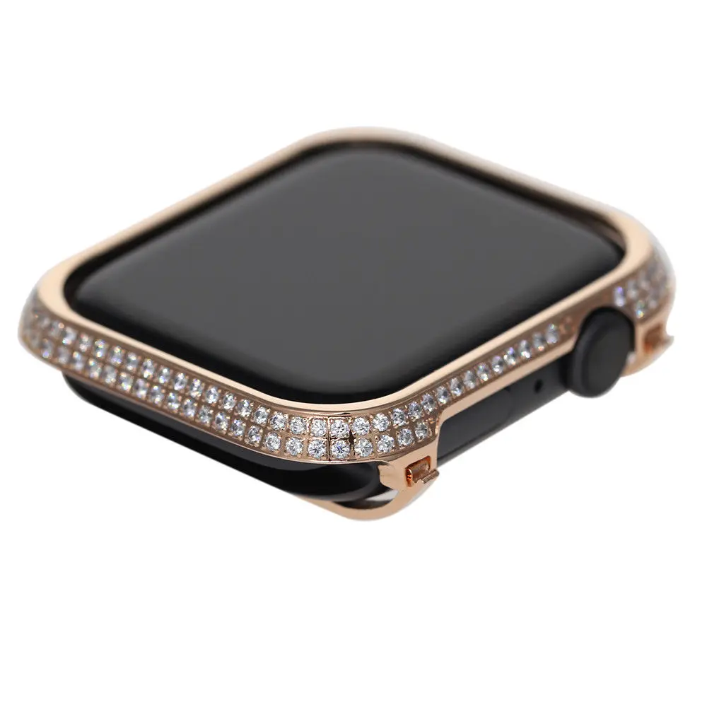 For Apple Watch Diamond Bling Case Bezel  Series 4 5 6 SE 7 8 9 Rhinestone Crystal 24K Gold Plated 44mm 40mm 41mm 45mm