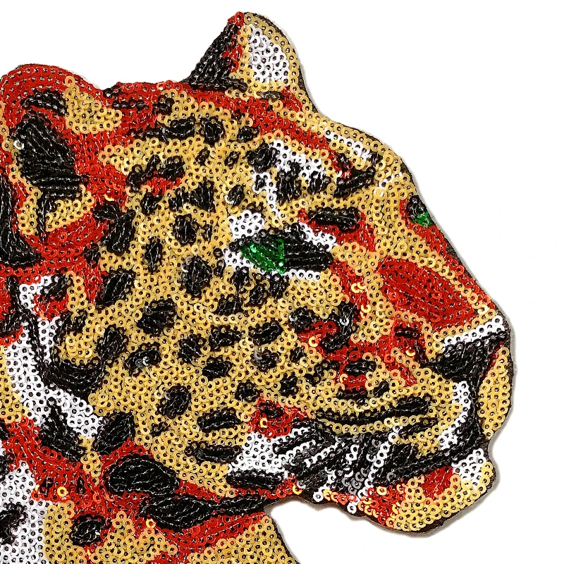 Sequins Large Leopard Badge Embroidery Cloth Patch Sticker Clothing Accessories Iron on Patches for Clothing Wholesale Patches