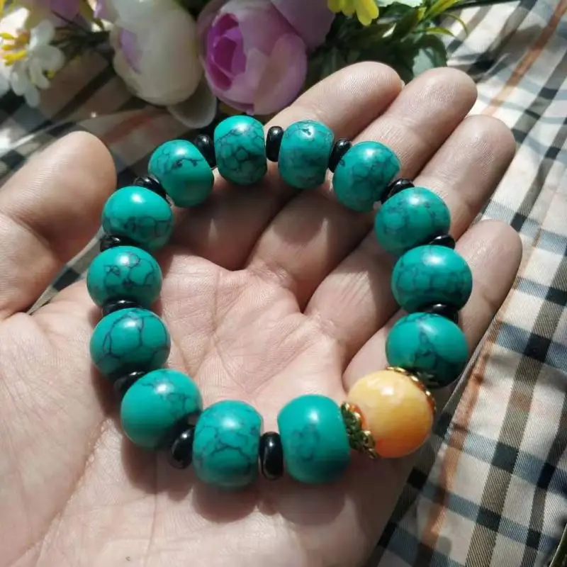 Natural Stone Beads Bracelet Blue Turquoises Red Turquoise Strand Bracelets Charm Women Male Universal Buddha Beads Lucky Beads