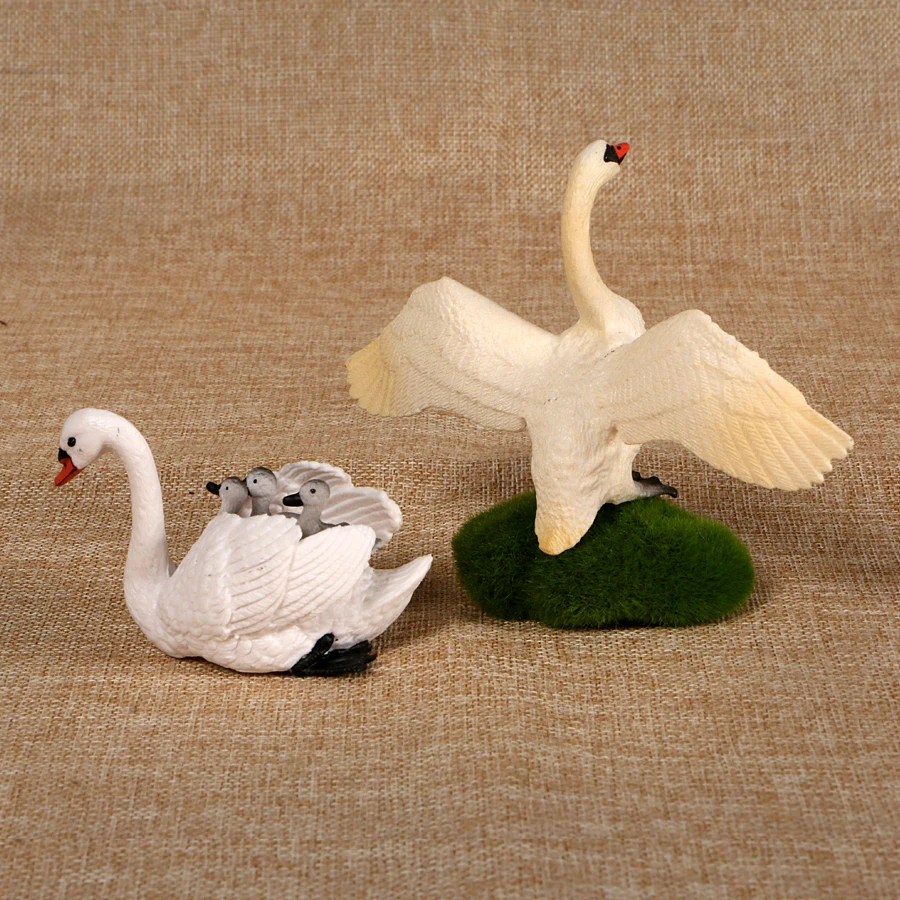 Simulation Farm Animals Poultry Wild animal White Swan Hatching Swan set for kids toy Action Figures Educational toy