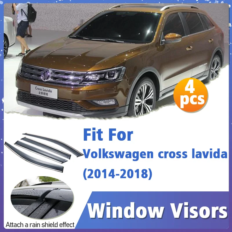 

Window Visor Guard for Volkswagen VW Cross Lavida 2014-2018 Vent Cover Trim Awnings Shelters Protection Sun Rain Deflector