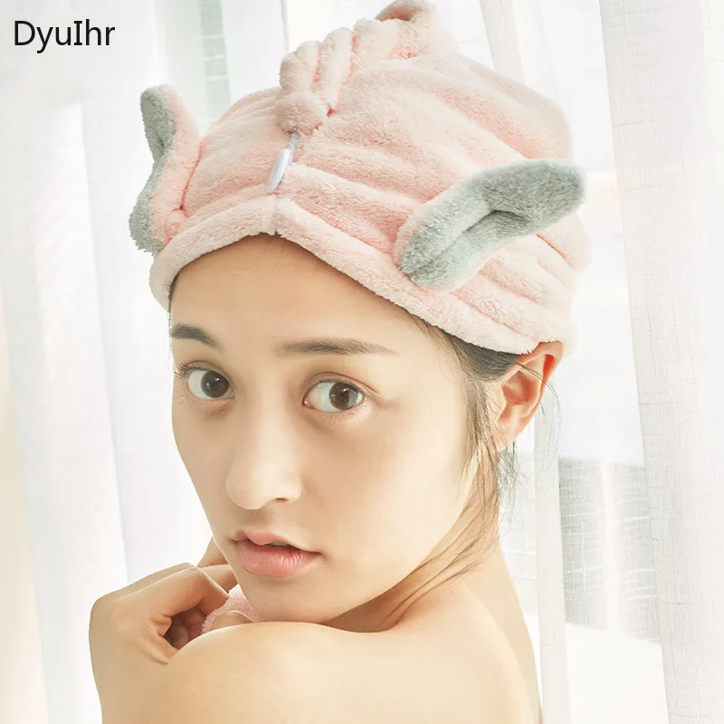 Nordic style creative bunny ears dry hair hat  Absorbent speed net celebrity dry hair towel Shower cap hair bonnet for sleeping