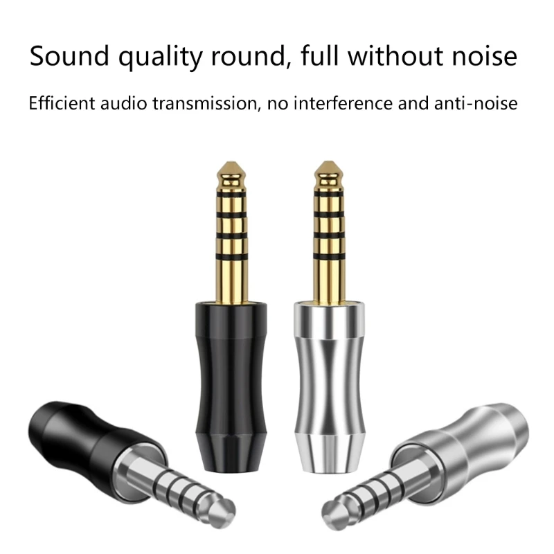 2Pcs 4.4mm Earphone Plug for Better Sound Quality Experience 5 Pole Stereo Audio Jack Headphone Adapters