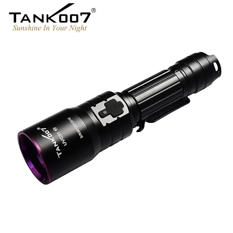 TANK007 UVC31 UV Flashlight Nichia 365nm 5W USB Rechargeable Torch Pure Ultraviolet Light by 18650 Battery for Research