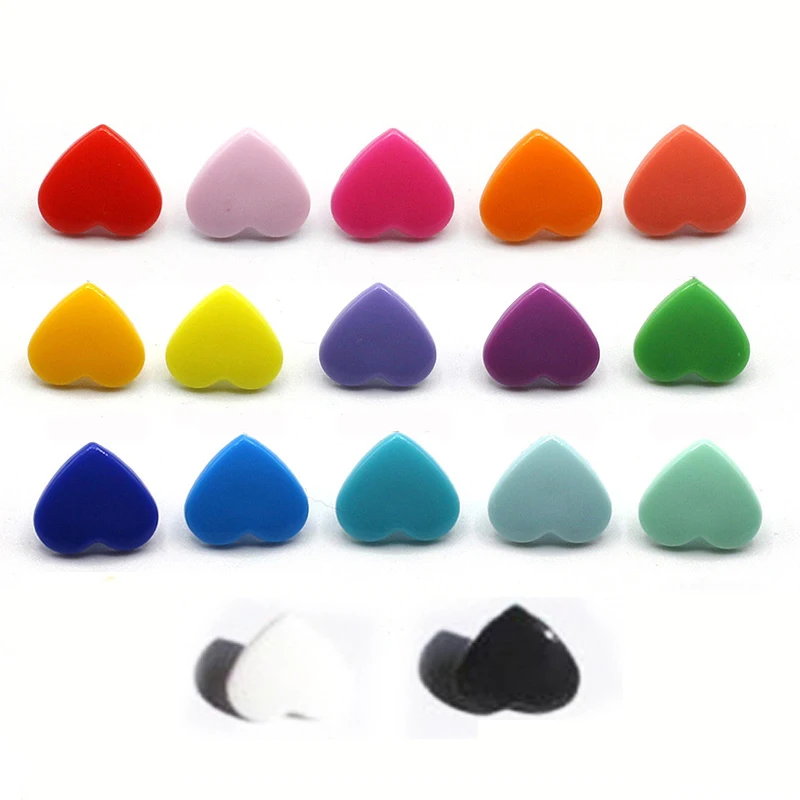 10/20/50 Sets Heart Shaped T5 Plastic Snap Button Fastener Press Buttons For Baby Clothes Clips Buttons Garment Accessories