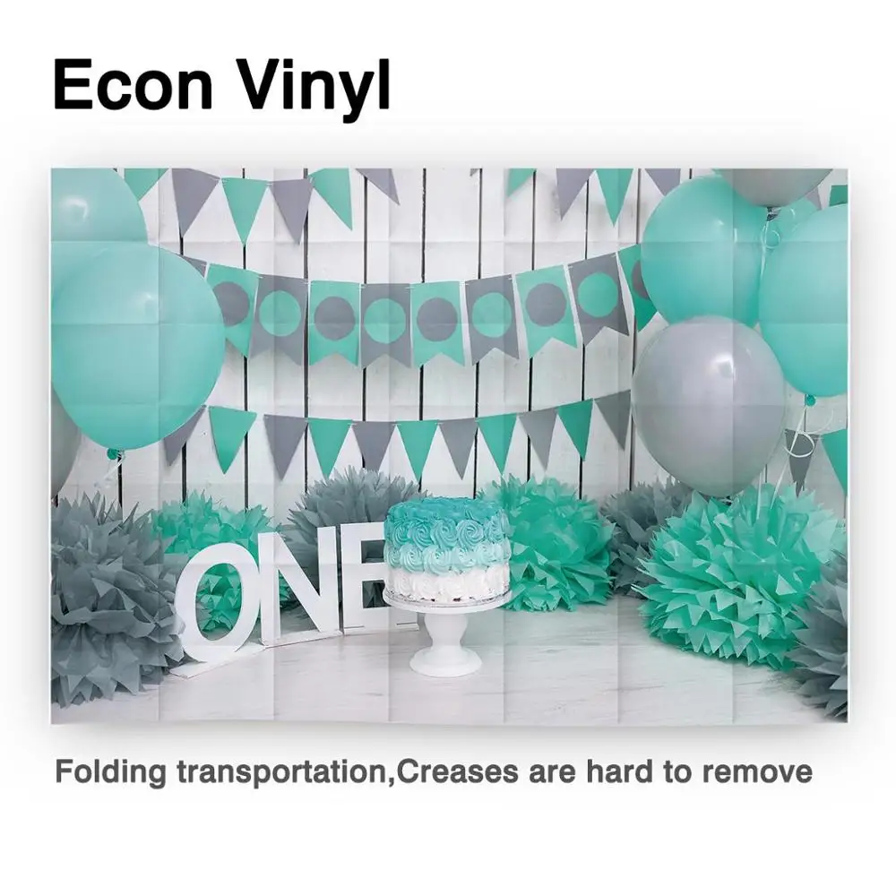 Allenjoy Kue Smash Latar Belakang Satu 1st Ulang Tahun Anak-anak Hijau Balon Suasana Kamar Pesta Foto Studio Polyester Latar Belakang Photocall