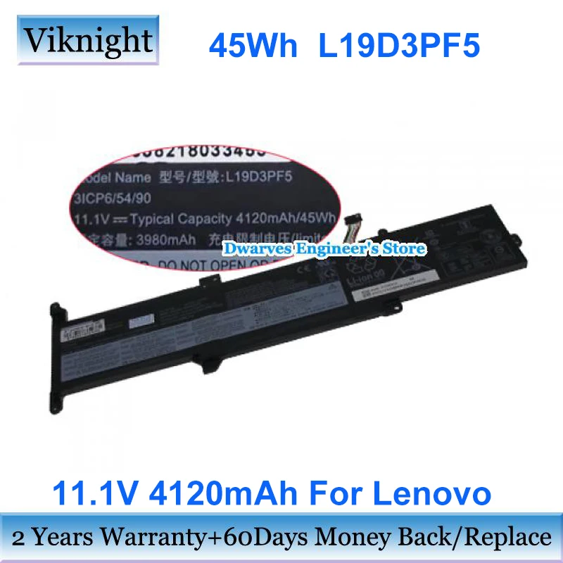 

11.1V L19D3PF5 Battery For Lenovo L19L3PF5 SB10X02596 SB10X02598 Laptop Rechargeable Battery Packs 4050mAh 45Wh 3 Cells