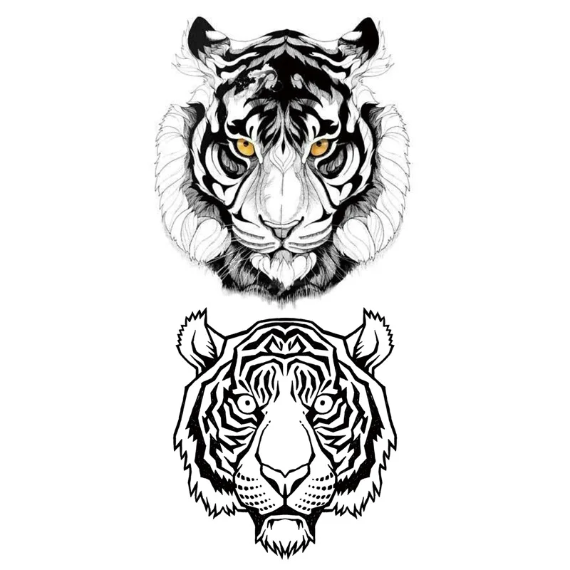 Tatuagem adesiva temporária à prova d\'água, desenho de pena de tigre de borboleta, arte corporal preta para crianças, tatuagens falsas para homens e