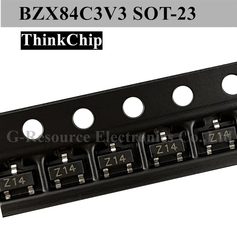 (100 قطعة) BZX84C3V3 SOT-23 SMD صمام ثنائي مثبت الجهد 3.3 فولت (وضع علامة Z14) للإلكترونيات