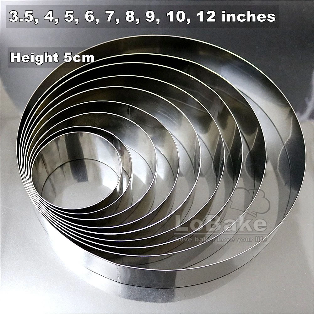 5cm Height 3.5-14 Inches Round Shape Mousse Ring Cake Mold 304 Stainless Steel Cheese Baking Tools for Cakes DIY Bakery Utensils