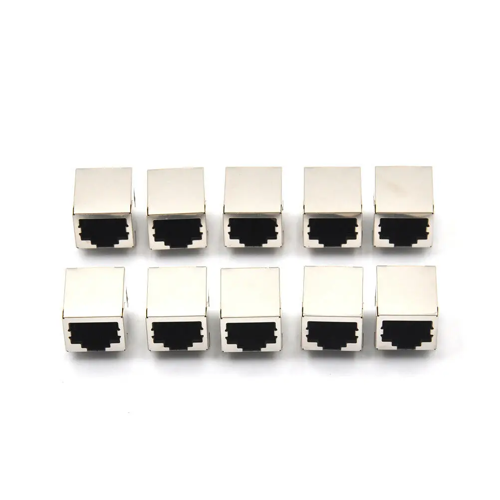 10 Pcs New RJ45 Metal 8 Pin Female PCB Right Angle Board Jack Connector 8P8C Crystal Head Socket Network Interface