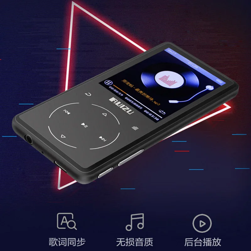 Ruizu D16 새로운 메탈 블루투스 MP3 플레이어 FM 라디오 음성 녹음기, 전자책, 휴대용 무손실 음원 플레이어가 내장된 스피커