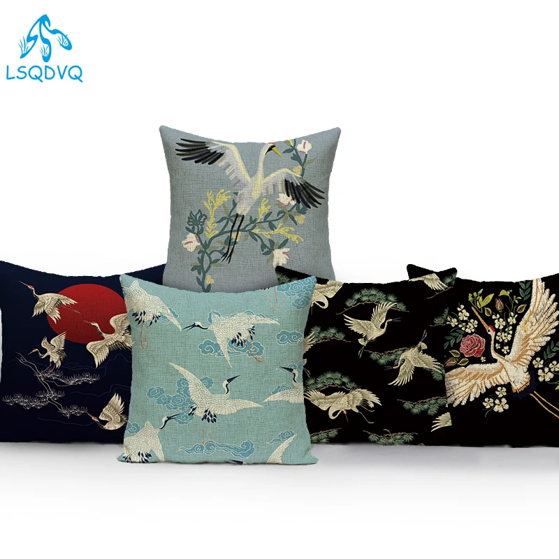 Decorative Throw Pillows Case Animals Crane Jungle Home Decore Cojines Decorativos Para Sofá Pillow Cushion Cover Pillowcase