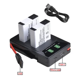 2x DMW-BLH7 DMW BLH7 BLH7E BLH7PP Battery + LED Dual Charger with Type-c Port for Panasonic Lumix DMC-GM5, DMC-GF7, DMC-GF8, GF9