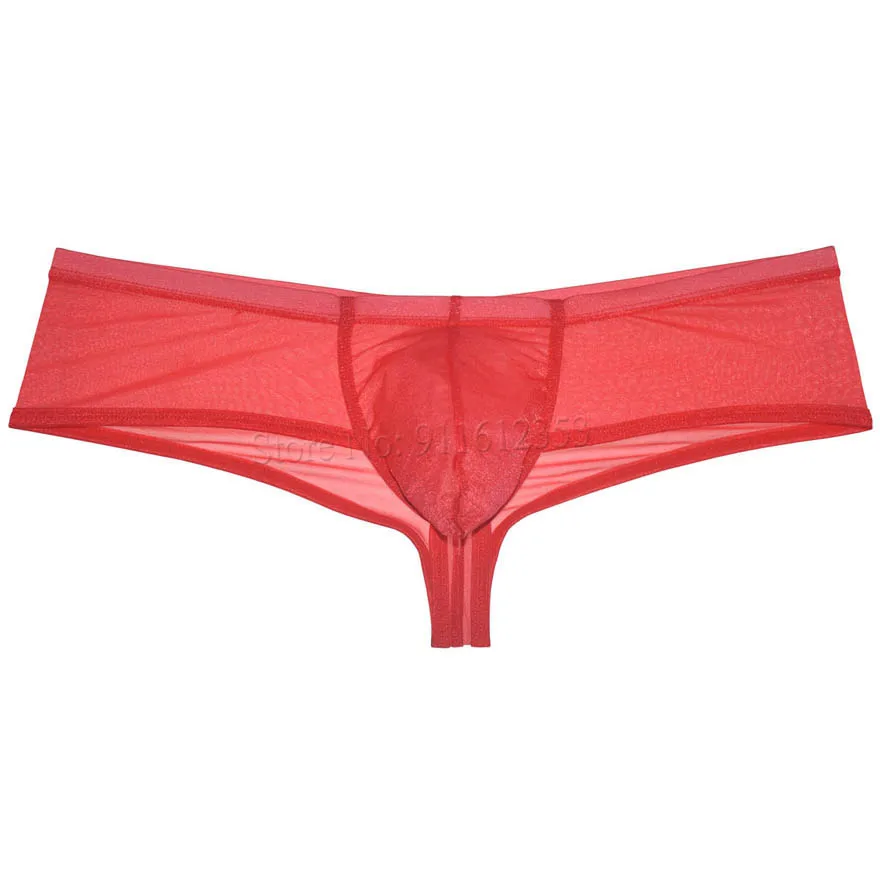 Men\'s Underwear Organdy Cheeky Boxers Thong Boxershorts Shiny & Soft Brazilain Bikini Ropa Interior Hombre
