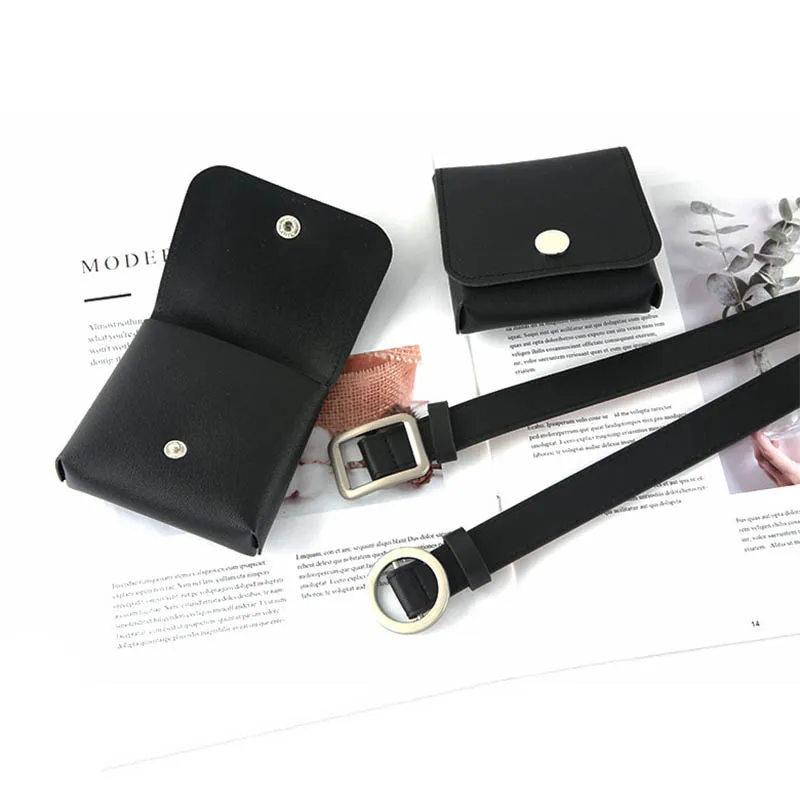 Fashion Leather Women Belt With Bag Metal Buckle Waist Strap Designer All-match Ladies Girl Trouser Dress Decoration Waistband