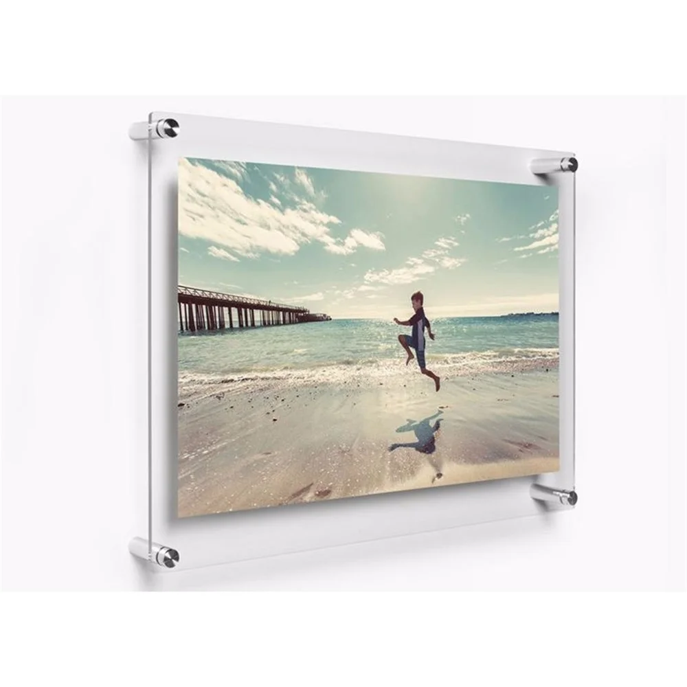 

Acrylic Poster Frame Set A4 Floating Acrylic Wall Frame With Silver Stand Off Caps
