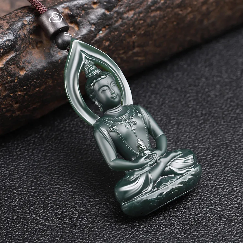 

Genuine Xinjiang Green Jade Hetian Jade Guanyin Jade Pendant Jade Buddha Pendant Male and Female Jade Jade Pendant Jade Pendant