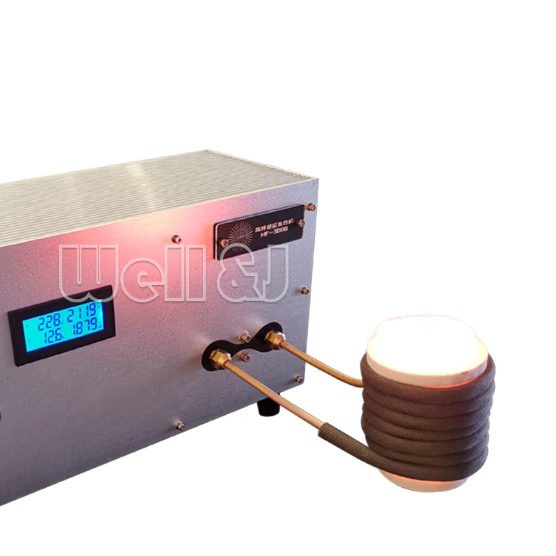 3000W ZVS high frequency induction heating machine melting gold silver furnace iron parts quenching and annealing+ Crucible