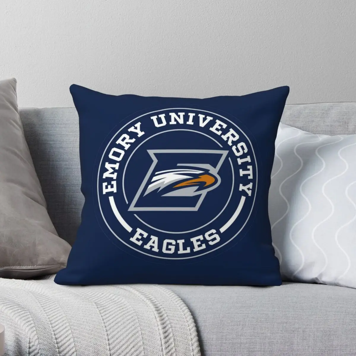 Emory University Eagles Circle Square Pillowcase Polyester Linen Velvet Creative Zip Decor Throw Pillow Case Room Cushion Case