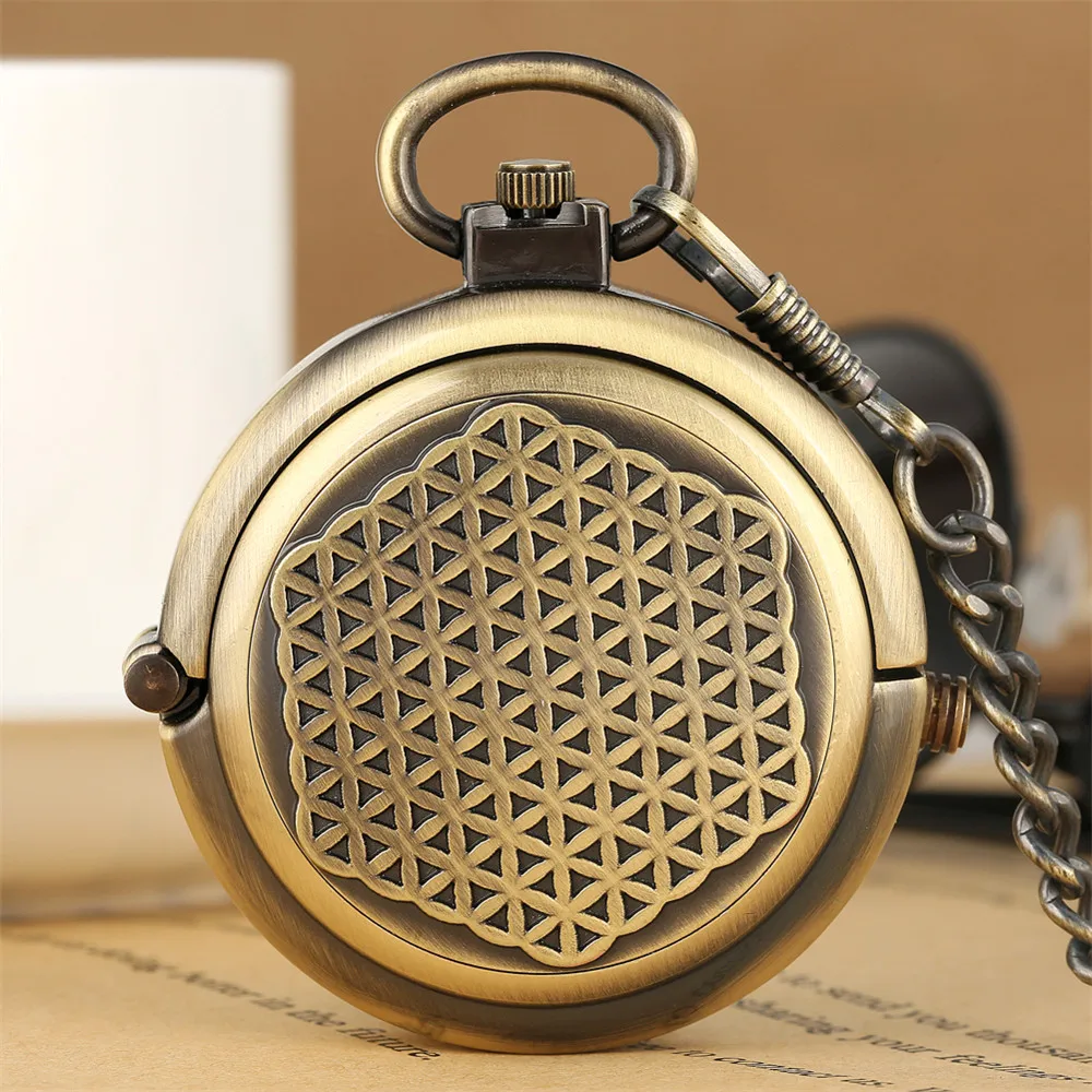 Steampunk Bronze Mechanical Pocket Watch Retro Creative Rotating Cover Roman Numeral Display Manual Mechanism Pendant Male Clock