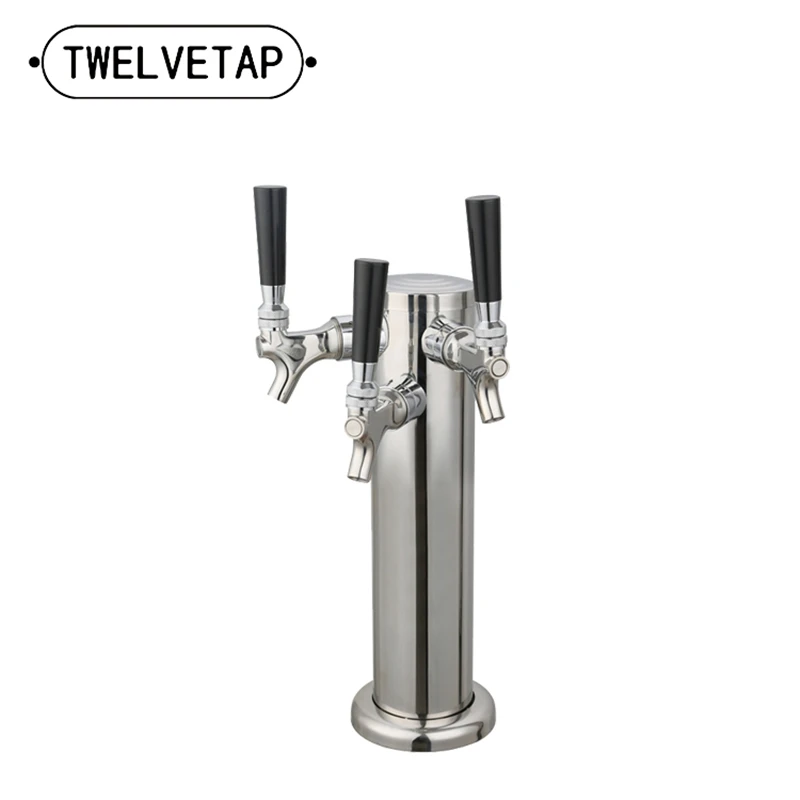 TWELVETAP American Beer Tower Draft Wine Column Bar Accessories Stainless Steel Tower Straight Barrel Type Home Club Brewing