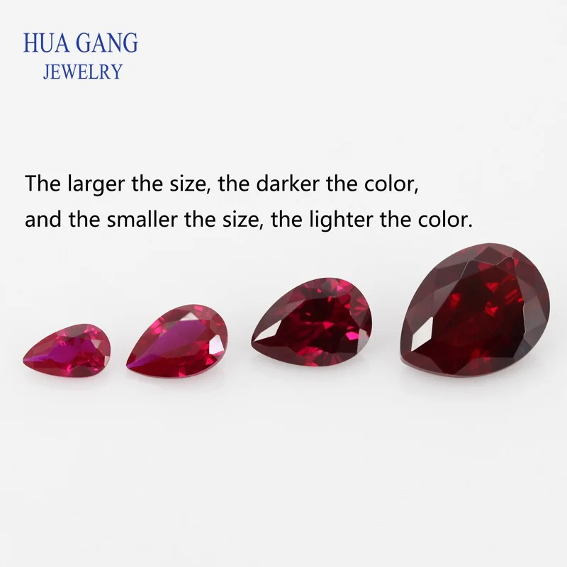 8# Ruby Red Corundum Stones Size 2x3~13x18mm Pear Cut Synthetic Corundum Gems Stone For Jewelry Wholesale