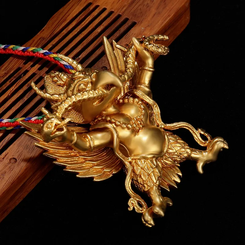 Mini Copper Brass Dharma FaQi Garuda   Guardian Supara Great Golden-Winged Peng Birds Amulet Unisex