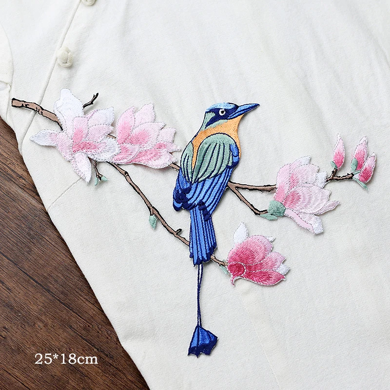 2Pcs/Set New 3D Craft Sewing Embroidered Sew On Applique Patch Birds DIY Clothes Accessories