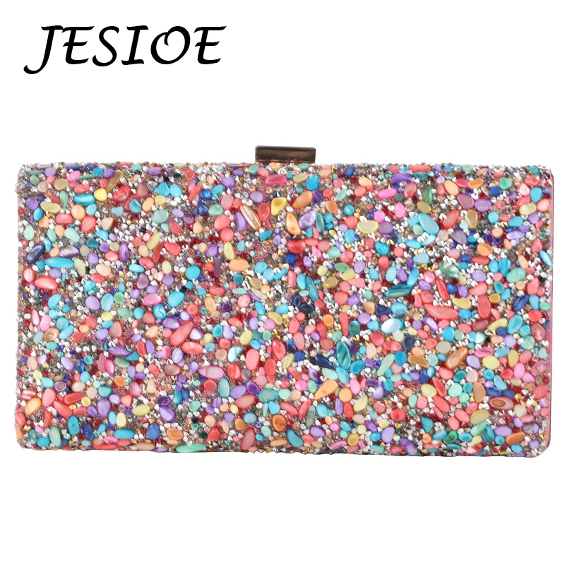 Multicolor stones Clutch Bags Women Chain Party Purse Evening Bags Clultches Formal Lady Party Dinner Rhinestone Handbag Crystal