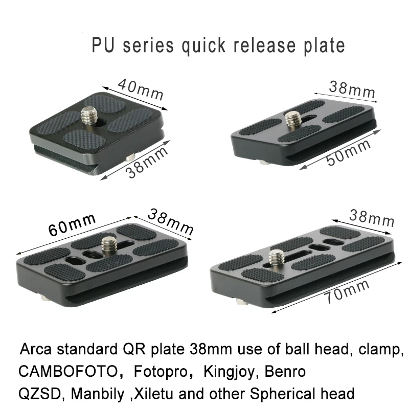 GloryStar Quick release PU40 PU50 PU60 PU70 Aluminum Camera QR Plate 38MM Fast Mounting Plate for Tripod Ball head