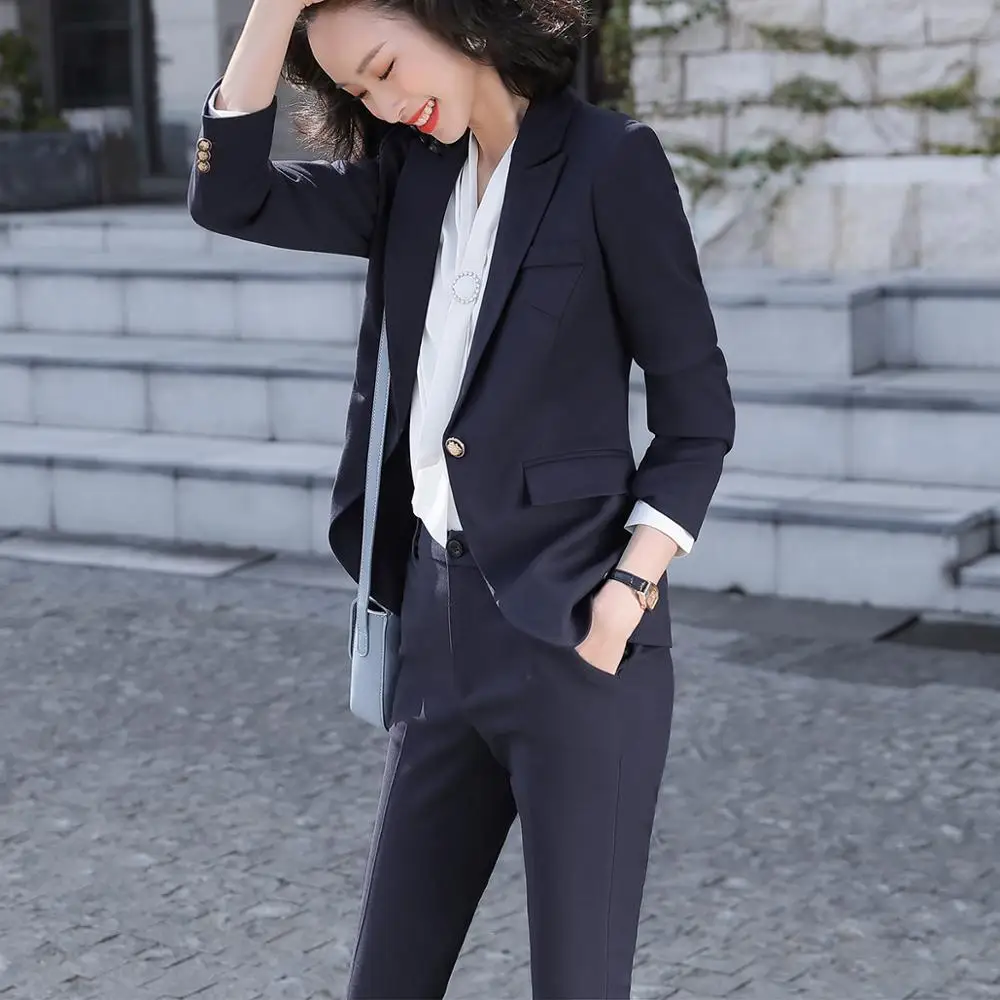 2019 new green women pant suit set blazer jacket & pants trouser 2 pieces set office lady work wear suit 5XL