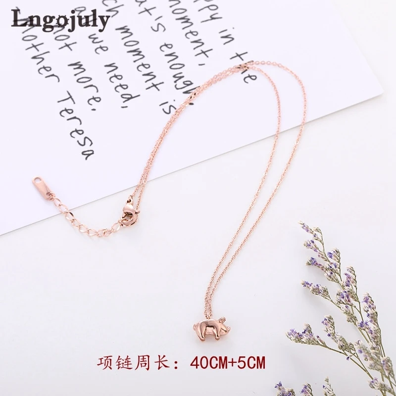 Fashion Women Necklaces Titanium Steel Pig Pendant Necklaces For Women Gril Anniversary Engagement Wedding Necklace Jewelry Gift