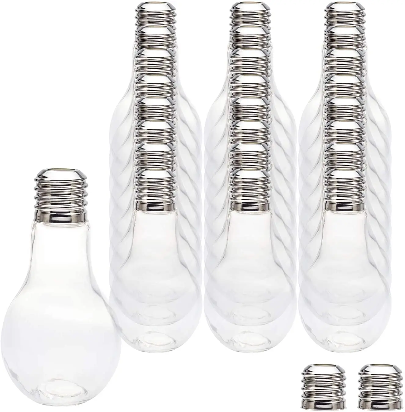 12pcs Clear Fillable Light Bulb Candy Container Fake Lightbulb Jar Flat Bottom For Drinking Christmas Ornaments Party Cups Gift