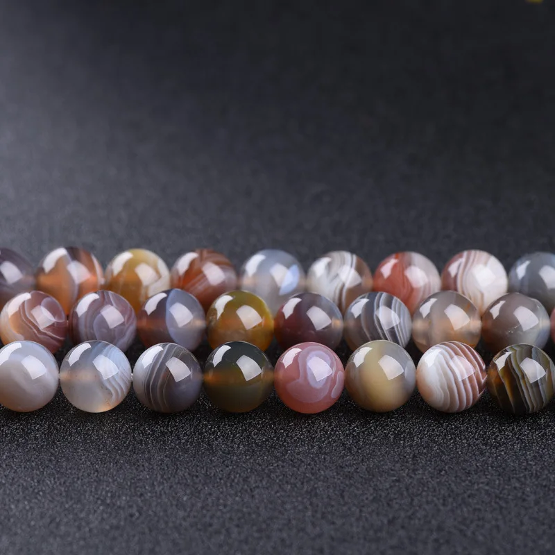 Natural coffee Botswana Stripe Agates Gem Stone Round Loose Beads For jewelry making DIY bracelet 15\'\'Strands 6 8 10 12mm