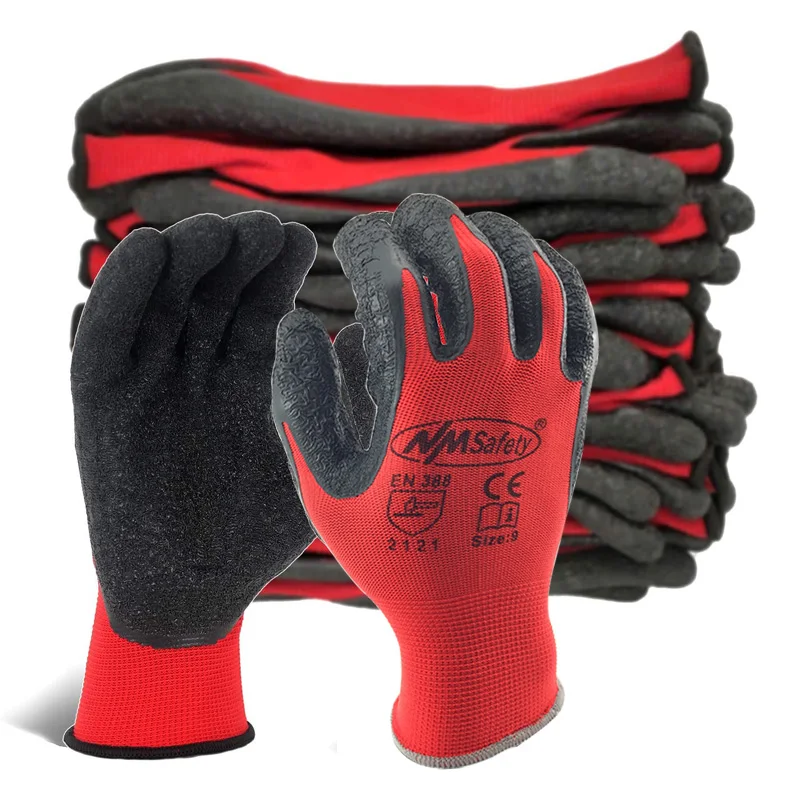 12 Pieces/ 6 Pairs Safety Work Protective Gloves Construction Builders Grip Gloves Knit Polyester Cotton gloves For Gardening