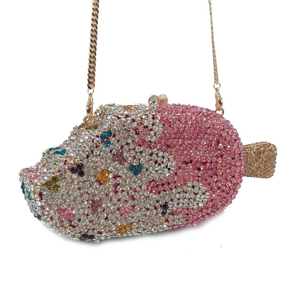 Luxuri-Bolso pequeño de helado para mujer, Mini bolso de hombro con sabor a fresa, de noche, de cristal, para fiesta de boda