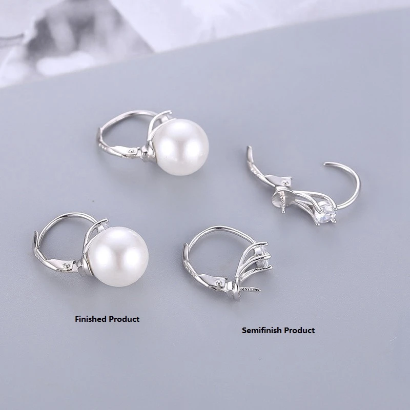 Fine Jewelry Pure 100% 925 Sterling Silver Earrings Luxury Pearl Earring For Women Anniversary Wedding Silver 925 Jewelry