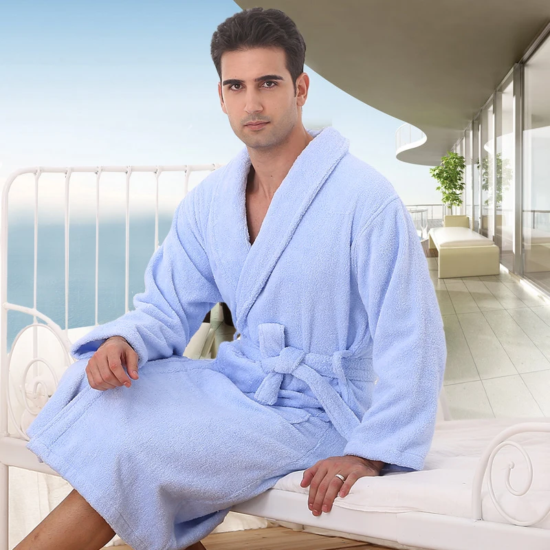 

Men's Thick Warm Bathrobe, Long Robe, Unisex Plush Pajamas, Terry Towel, Bath Sleepwear, Loungewear, Winter