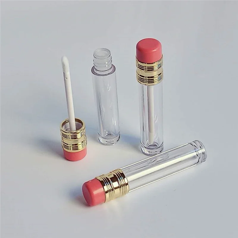 

Empty Pencil Lip Gloss Tube Round Lipgloss Packaging Bottle Plastic Clear Refillable Container Lip Gloss Wand Tube 50/100pieces