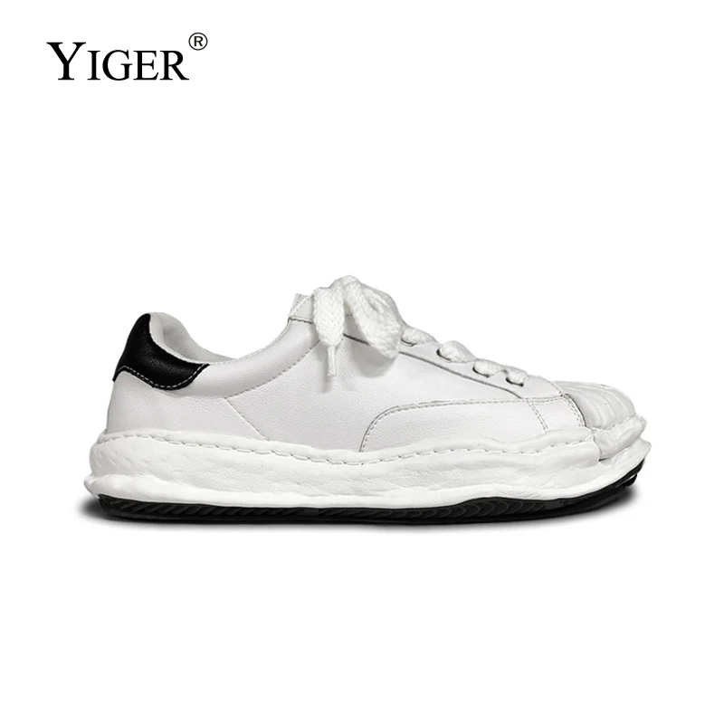 YIGER Men's sneakers New spring couple shell-toe leather platform retro shoes Men Casual shoes Mihara Kangyu Dissolve Shoes 2023