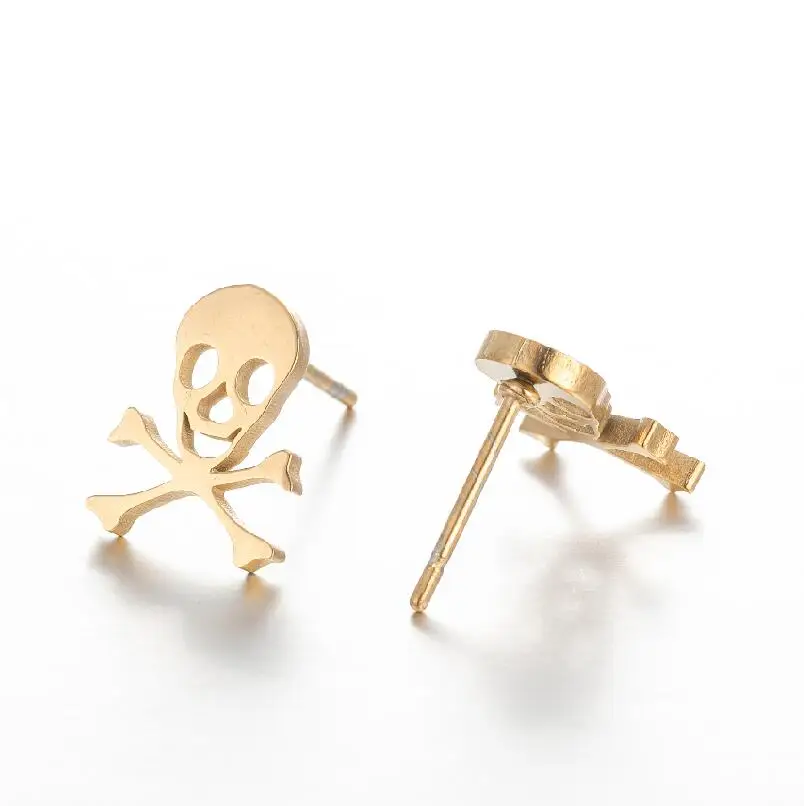 Minimalist Stainless Steel Snowflake Earrings Women Christmas Jewelry Fashion Skull Lighter Spider Web Ear Piercing Girls Brinco