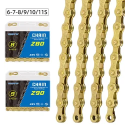 8 9 10 11 Speed Gold Chain 116L 18/21/24/27/30/33 Speed Cassette Freewheel Chain MTB Mountain Bike Road City Trekking Bike