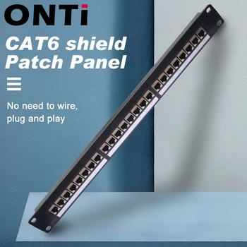 Onti 19in 1u rack 24 portas cat6 painel de remendo blindado rj45 adaptador de cabo de rede keystone jack quadro de distribuição ethernet