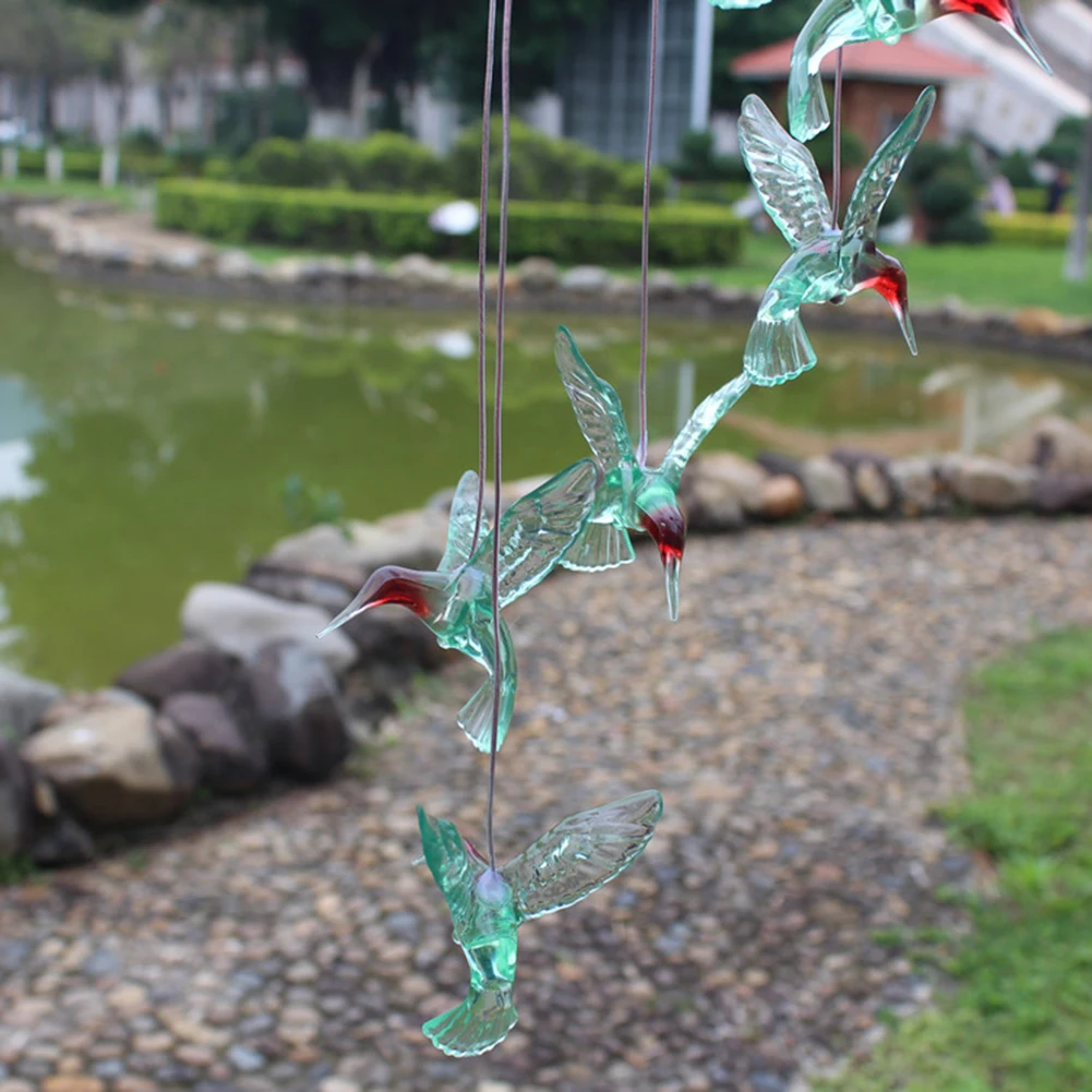 LED ที่มีสีสัน Wind Chime โคมไฟพลังงานแสงอาทิตย์กันน้ำกลางแจ้งคริสตัล Hummingbird ผีเสื้อ Windchime พลังงานแสงอาทิตย์สำหรับตกแต่งสวน
